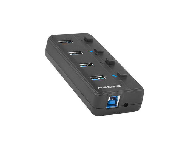 natec mantis 2 hub usb 4 puertos usb 3.0 on/off individual color negro