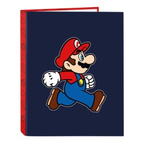 safta super mario trick carpeta de 4 anillas de 25mm formato folio tapas duras forradas 26.5x33x4cm color rojo
