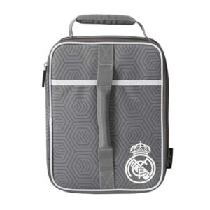 safta real madrid bolsa isotermica porta alimentos expandible incluye recipiente de 650ml cremallera asa de mano 20.7x26.7x10.8cm color gris