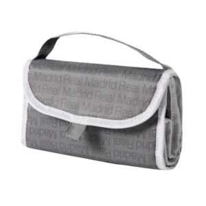 safta real madrid bolsa isotermica porta alimentos plegable solapa con velcro asa de mano 18.4x25.4x12.7cm color gris