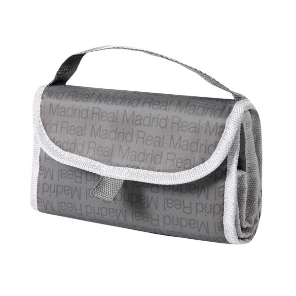 safta real madrid bolsa isotermica porta alimentos plegable solapa con velcro asa de mano 18.4x25.4x12.7cm color gris