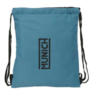 safta munich saco plano cierre con cordones bolsillo interior con cremallera 35x40x1cm color negro y azul