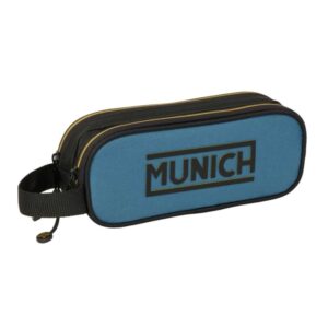 safta munich portatodo 2 compartimentos con cremallera asa lateral capacidad 1l 21x8x6cm color negro y azul