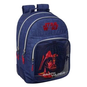 safta star wars mochila adaptable a carro bolsillo frontal portabotellas cremallera con doble tirador asa de mano hombreras y espalda acolchada 32x42x15cm color azul marino