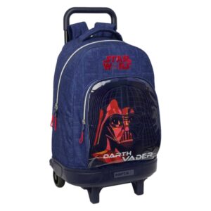 safta star wars mochila con carro extraible 33l portabotellas tarjeta de identificacion personal cremallera con doble tirador asa de mano bolsillo frontal 33x45x22cm color azul marino