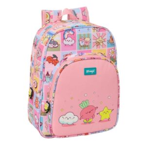 safta mr. wonderful comic mochila infantil portabotellas bolsillo frontal adaptable a carro hombreras acolchadas 26x34x11cm color rosa