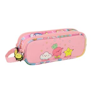 safta mr. wonderful comic portatodo 2 compartimentos con cremallera asa lateral capacidad 1l 21x8x6cm color rosa