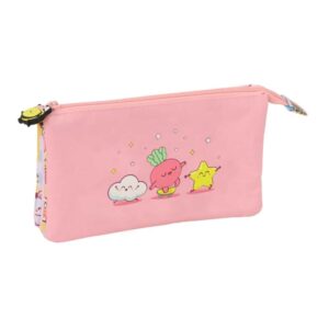 safta mr. wonderful comic portatodo 3 compartimentos con cremallera bolsillo interior central 22x12x3cm color rosa