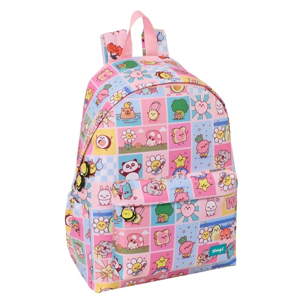 safta mr. wonderful comic mochila para portatiles hasta 14.1" portabotellas cremallera con doble tirador asa de mano bolsillo frontal acolchada acolchada 31x43x13cm color rosa