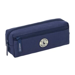 safta el ganso jeans portatodo 3 compartimentos con cremallera goma elastica compacto 22x8.5x6cm color azul marino