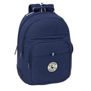 safta el ganso jeans mochila adaptable a carro bolsillo frontal portabotellas cremallera con doble tirador asa de mano hombreras y espalda acolchada 32x42x15cm color azul marino