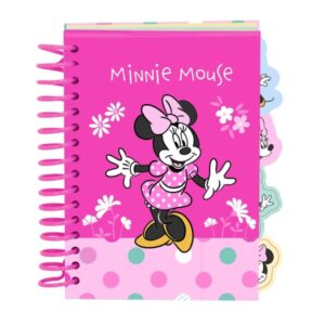 safta minnie mouse minty bloc de notas formato a6 80 hojas de 80 g/m2 espiral tapas duras 4 separadores interiores 10.5x14.8cm color rosa