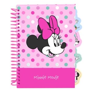 safta minnie mouse minty bloc de notas formato a5 80 hojas de 80 g/m2 espiral tapas duras 4 separadores interiores 14.8x2.1cm color rosa