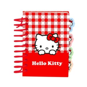 safta hello kitty bloc de notas formato a7 80 hojas de 80 g/m2 espiral tapas duras 4 separadores interiores 7.4x10.5cm color rojo y blanco