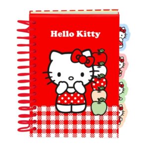 safta hello kitty bloc de notas formato a6 80 hojas de 80 g/m2 espiral tapas duras 4 separadores interiores 10.5x14.8cm color rojo y blanco