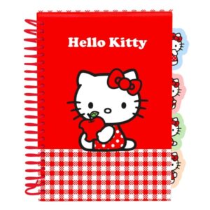 safta hello kitty bloc de notas formato a5 80 hojas de 80 g/m2 espiral tapas duras 4 separadores interiores 14.8x2.1cm color rojo y blanco
