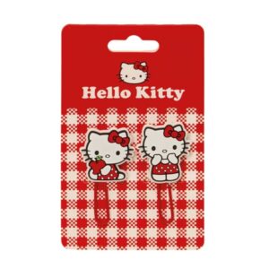 safta hello kitty pack de 2 clips presentado en blister color rojo y blanco