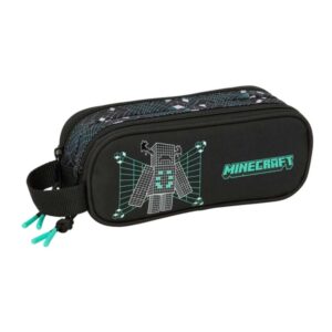 safta minecraft screen portatodo 2 compartimentos con cremallera asa lateral capacidad 1l 21x8x6cm color negro