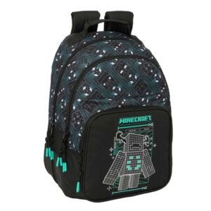 safta minecraft screen mochila adaptable a carro bolsillo frontal portabotellas cremallera con doble tirador asa de mano hombreras y espalda acolchada 32x42x15cm color negro