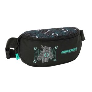 safta minecraft screen bolsa de cintura cremallera cintas ajustables cierre de pvc 23x14x9cm color negro