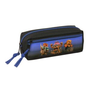 safta brainrot portatodo 3 compartimentos con cremallera goma elastica compacto 22x8.5x6cm color negro y azul
