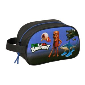 safta brainrot neceser adaptable a carro asa de mano lateral 26x15x12cm color negro y azul