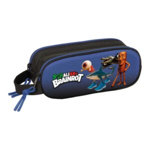 safta brainrot portatodo 3d 2 compartimentos con cremallera asa lateral capacidad 1l 21x8x6cm color negro y azul