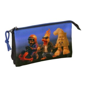 safta brainrot portatodo 3 compartimentos con cremallera bolsillo interior central 22x12x3cm color negro y azul