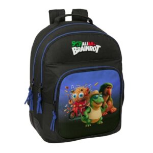 safta brainrot mochila adaptable a carro bolsillo frontal portabotellas cremallera con doble tirador asa de mano hombreras y espalda acolchada 32x42x15cm color negro y azul