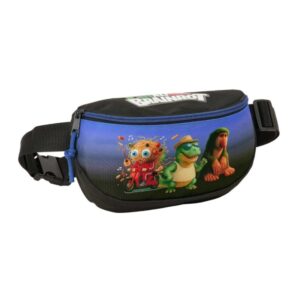 safta brainrot bolsa de cintura cremallera cintas ajustables cierre de pvc 23x14x9cm color negro y azul