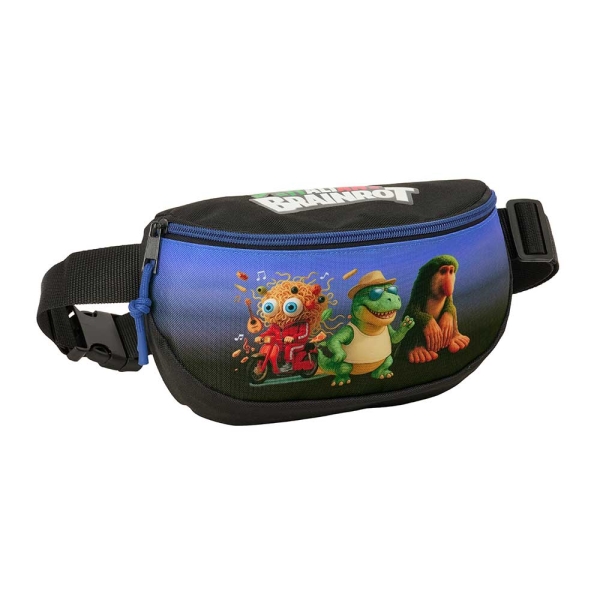 safta brainrot bolsa de cintura cremallera cintas ajustables cierre de pvc 23x14x9cm color negro y azul