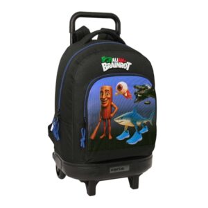 safta brainrot mochila con carro extraible 33l portabotellas tarjeta de identificacion personal cremallera con doble tirador asa de mano bolsillo frontal 33x45x22cm color negro y azul