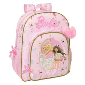 safta barbie ballet mochila 15l adaptable a carro bolsillo frontal portabotellas cremallera con doble tirador asa de mano hombreras y espalda acolchada 32x38x12cm color rosa