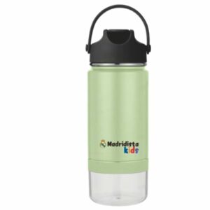 safta real madrid botella isotermica capacidad 420ml pajita interior revestimiento interior de cobre tapa antifugas 12h caliente 24h frio 7x24cm color verde