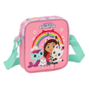safta gabby's dollhouse bolsito con bandolera ajustable compacto cierre con cremallera 16x18x4cm color rosa