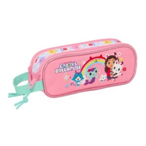 safta gabby's dollhouse portatodo 2 compartimentos con cremallera asa lateral capacidad 1l 21x8x6cm color rosa