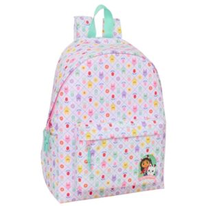 safta gabby's dollhouse mochila para portatiles hasta 14.1" portabotellas cremallera con doble tirador asa de mano bolsillo frontal acolchada 31x43x13cm color lavanda