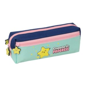 safta mr. wonderful estrella portatodo 3 compartimentos con cremallera goma elastica compacto 22x8.5x6cm color turquesa claro