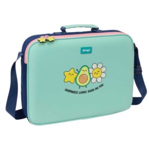 safta mr. wonderful estrella maletin con cremallera bandolera ajustable asa forrada doble tirador fondo semirigido 38x28x6cm color turquesa claro