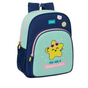 safta mr. wonderful estrella mochila 15l adaptable a carro bolsillo frontal portabotellas cremallera con doble tirador asa de mano espalda acolchada 32x38x12cm color turquesa claro
