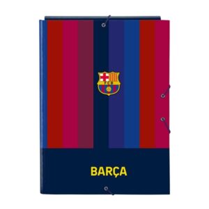 safta f.c.barcelona 1ª equipacion 26/27 carpeta de 3 solapas formato folio cierre con gomas elasticas tapas duras forradas 26x33.5x2.5cm color rojo y azul