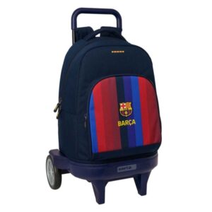 safta f.c.barcelona 1ª equipacion 26/27 mochila con carro extraible 33l portabotellas tarjeta de identificacion personal doble tirador asa bolsillo frontal 33x45x22cm color rojo y azul