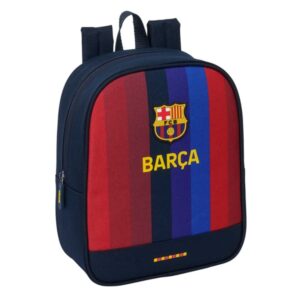 safta f.c.barcelona 1ª equipacion 26/27 mochila guarderia 6l cremallera asa de mano tarjeta de identificacion personal adaptable a carrito 22x27x10cm color rojo y azul
