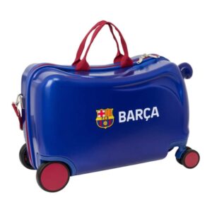safta f.c.barcelona 1ª equipacion 26/27 maleta trolley infantil reposapies bandolera ajustable asas de mano tiradores con ranura para candado interior forrado 44x27x21cm color azul marino