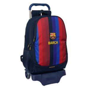 safta f.c.barcelona 1ª equipacion 26/27 mochila con carro extraible 22.5l portabotellas cremallera con doble tirador asa de mano espalda acolchada antisudor 32x44x16cm color azul noche