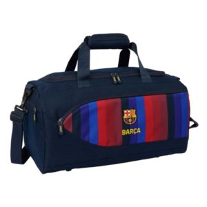 safta f.c.barcelona 1ª equipacion 26/27 bolsa de deporte bandolera ajustable bolsillos laterales y frontal fondo semirigido cremallera con doble tirador 50x25x25cm color azul noche