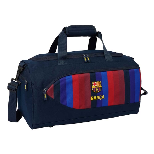 safta f.c.barcelona 1ª equipacion 26/27 bolsa de deporte bandolera ajustable bolsillos laterales y frontal fondo semirigido cremallera con doble tirador 50x25x25cm color azul noche