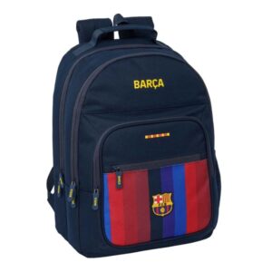 safta f.c.barcelona 1ª equipacion 26/27 mochila adaptable a carro bolsillo frontal portabotellas cremallera con doble tirador asa de mano espalda acolchada 32x42x16cm color azul noche