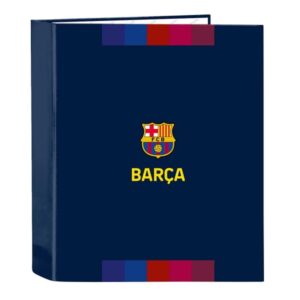 safta f.c.barcelona 1ª equipacion 26/27 carpeta de 4 anillas de 40mm formato folio tapas duras forradas lomo ancho 27x33x6cm color azul marino