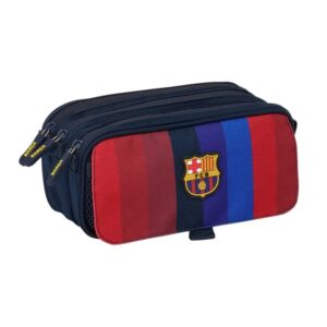 safta f.c.barcelona 1ª equipacion 26/27 portatodo 3 compartimentos con cremallera cinta trasera adaptable bolsillo frontal de rejilla con velcro 21.5x10x8cm color azul noche